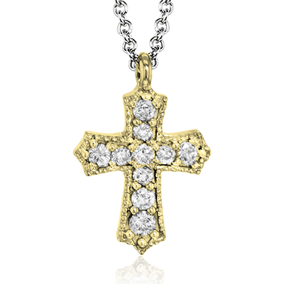 Cross Pendant in 14k Gold with Diamonds