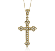 Cross Pendant in 14k Gold with Diamonds