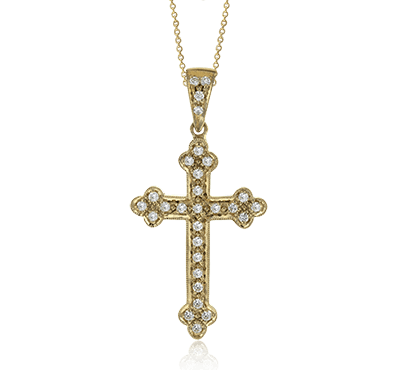 Cross Pendant in 14k Gold with Diamonds