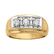 3 Stone Round Diamond Mens Ring