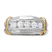 Mens Round Diamond Channel Band Ring