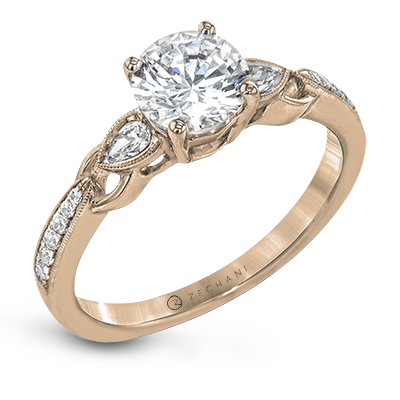 ZR1472 Engagement Ring in 14k Gold with Diamonds