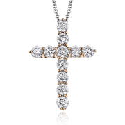 Cross Pendant in 14k Gold with Diamonds