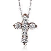 ZP263 Cross Pendant in 14k Gold with Diamonds