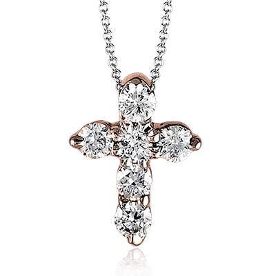 ZP263 Cross Pendant in 14k Gold with Diamonds