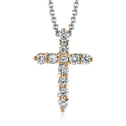 Cross Pendant in 14k Gold with Diamonds