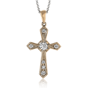 ZP372 Cross Pendant in 14k Gold with Diamonds