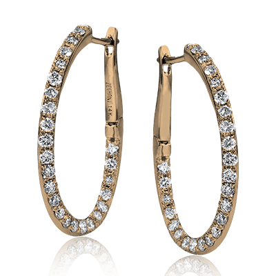 Hoop Earring in 14k Gold with Diamonds