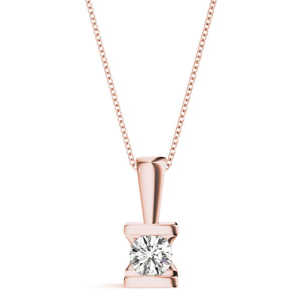 14K Rose Gold 1 ct tw Solitaire Diamond Pendant