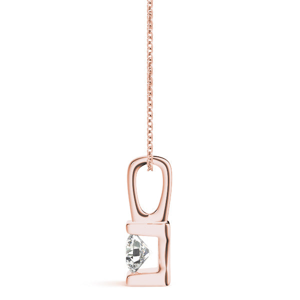 18K Rose Gold 1 ct tw Solitaire Diamond Pendant