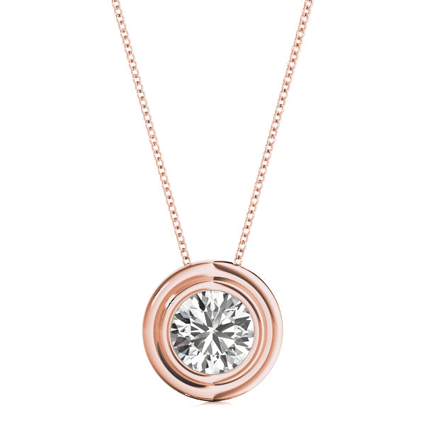 14K Rose Gold 1ct Diamond Solitaire Pendant
