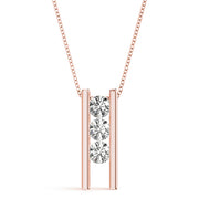 14K Rose Gold 1 CT Diamond 3-Stone Pendant