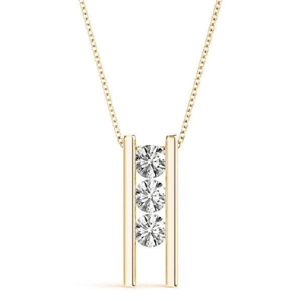 14K Yellow Gold 1ct Diamond 3-Stone Pendant