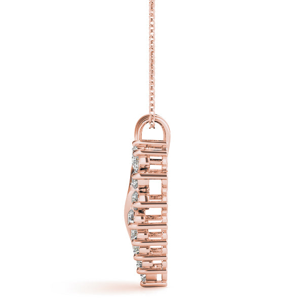 18K Rose Gold Round Diamond Fashion Pendant