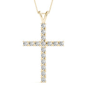 14K Yellow Gold Diamond Cross Pendant