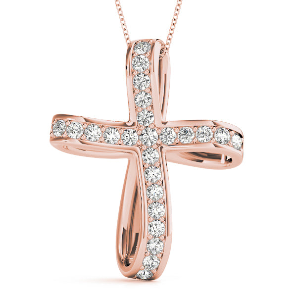 14K Rose Gold Round Diamond Fashion Pendant