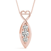 14K Rose Gold 1/2 CT Diamond Three-Stone Pendant