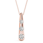14K Rose Gold 1/2 ct tw Three Stone Diamond Pendant