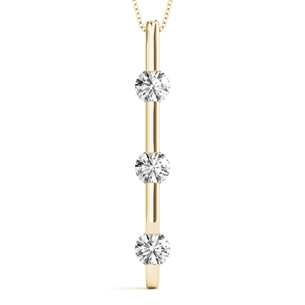 14K Yellow Gold 1 CT Diamond 3-Stone Pendant
