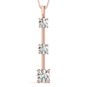 14K Rose Gold 1 ct tw Three Stone Diamond Pendant