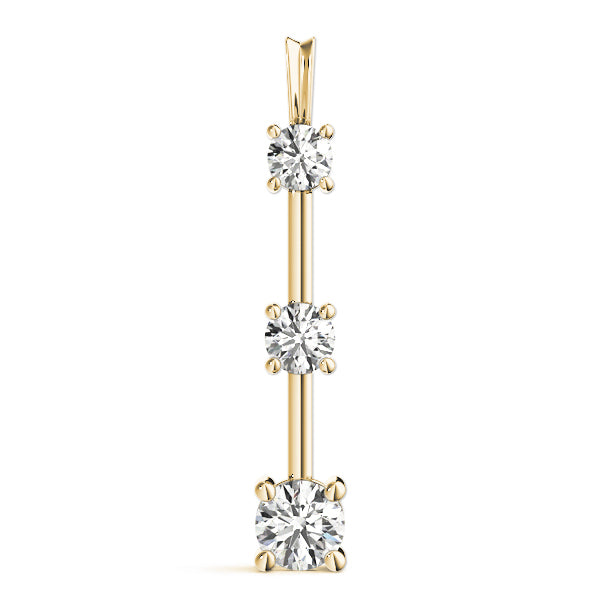 18K Yellow Gold 1 ct tw Three Stone Diamond Pendant