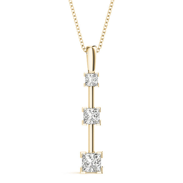 14K Yellow Gold 1 1/3 ct tw Three Stone Diamond Pendant