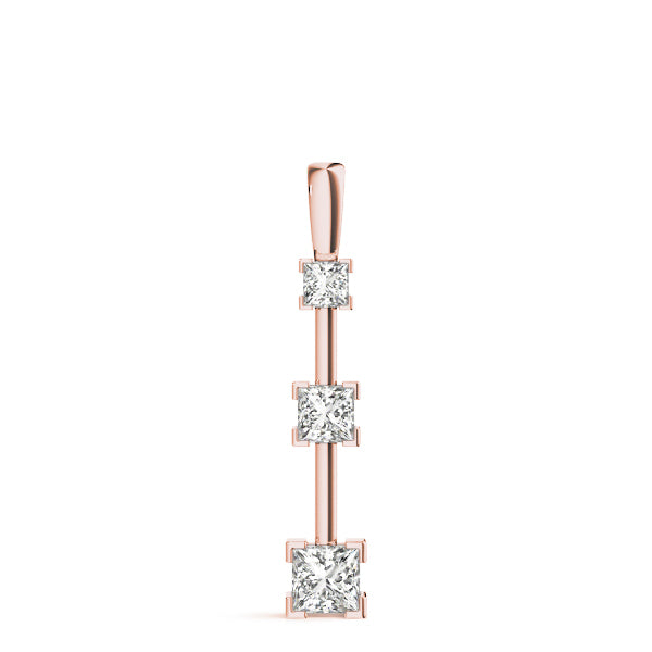 18K Rose Gold 1 1/3 ct tw Three Stone Diamond Pendant