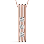 14K Rose Gold 3-Stone Diamond Pendant