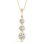 14K Yellow Gold 0.35ctw Diamond Three Stone Pendant
