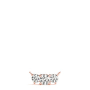 14K Rose Gold Diamond Three Stone Pendant Necklace