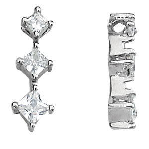 14K White Diamond Three Stone Pendant