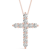 18K Rose Gold Diamond Cross Pendant