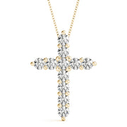 18K Yellow Gold Diamond Cross Pendant