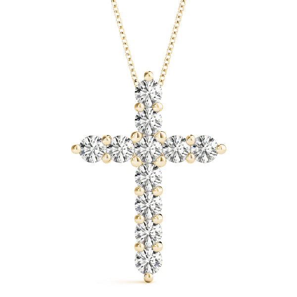 18K Yellow Gold Diamond Cross Pendant