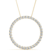 14K Yellow Gold Round Diamond Circle Pendant