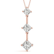 14K Rose Gold 1 CT Diamond Three-Stone Square Pendant