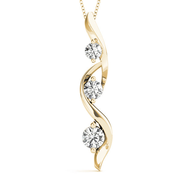 14K Yellow Gold 1/2 ct Diamond Three-Stone Pendant