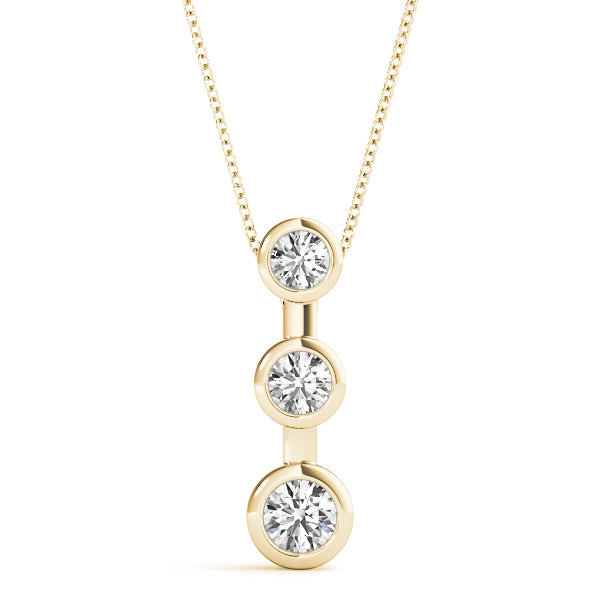 18K Yellow Gold 1/2 ct tw Three Stone Diamond Pendant