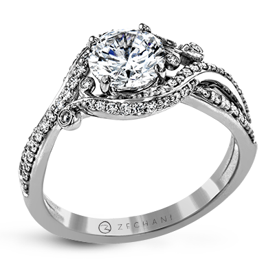 ZR1631 Engagement Ring in 14k Gold with Diamonds