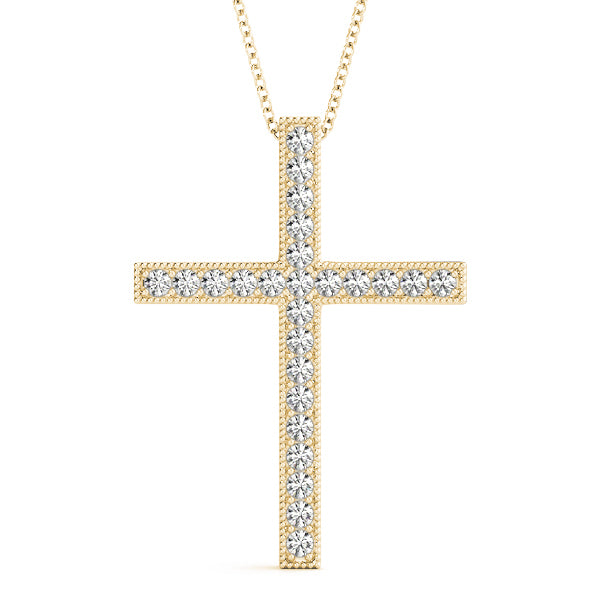 14K Yellow Gold Diamond Cross Pendant