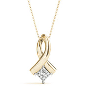 14K Yellow Gold Square Diamond Pendant | 0.32 CT Solitaire