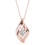 14K Rose Gold 1/3 CT Diamond Solitaire Pendant Necklace