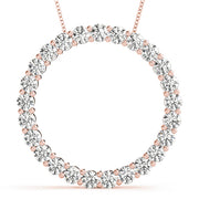 14K Rose Gold Round Diamond Circle Pendant
