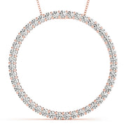 14K Rose Gold Round Diamond Circle Pendant