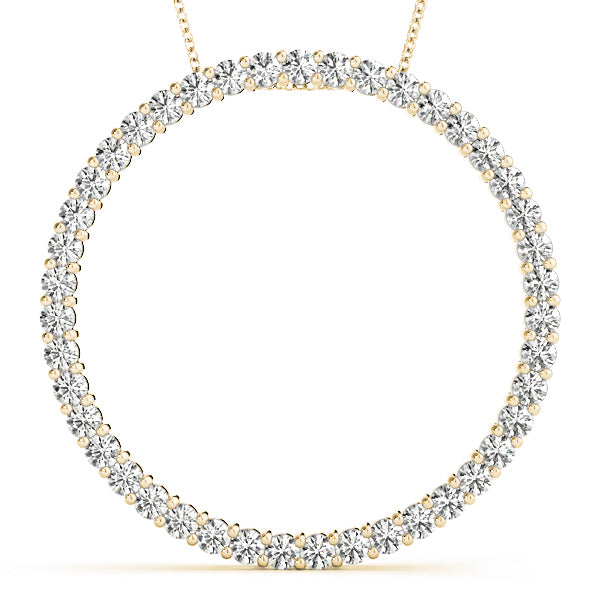 14K Yellow Gold Round Diamond Circle Pendant