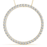 14K Yellow Gold Round Diamond Circle Pendant