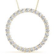 14K Yellow Gold Round Diamond Circle Pendant