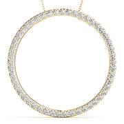 14K Yellow Gold Round Diamond Circle Pendant