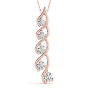 14K Rose Gold 1 CT Diamond Journey Pendant