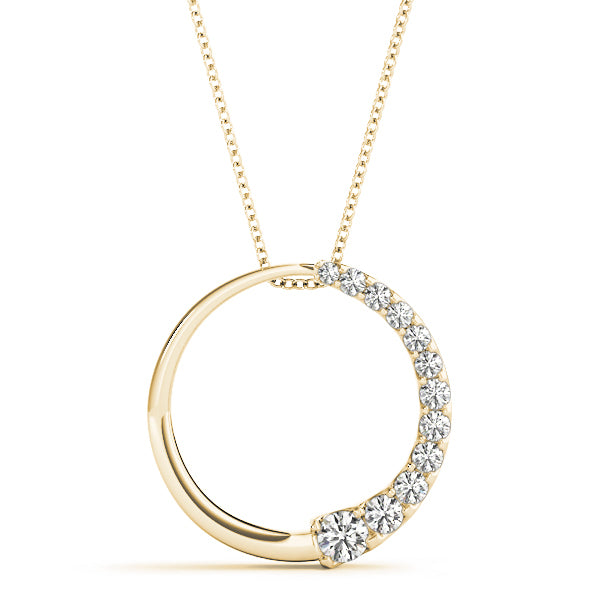 14K Yellow Gold Diamond Journey Pendant Necklace